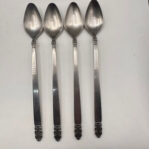 International Stainless Deluxe Liberty Iced Tea Spoons Set of 4 Mid Century 7.5"